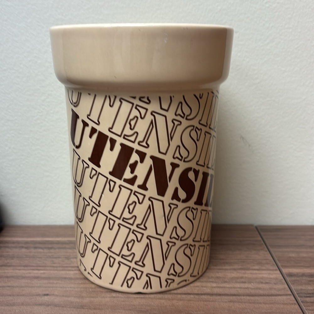 Vintage Cream Utensil Holder